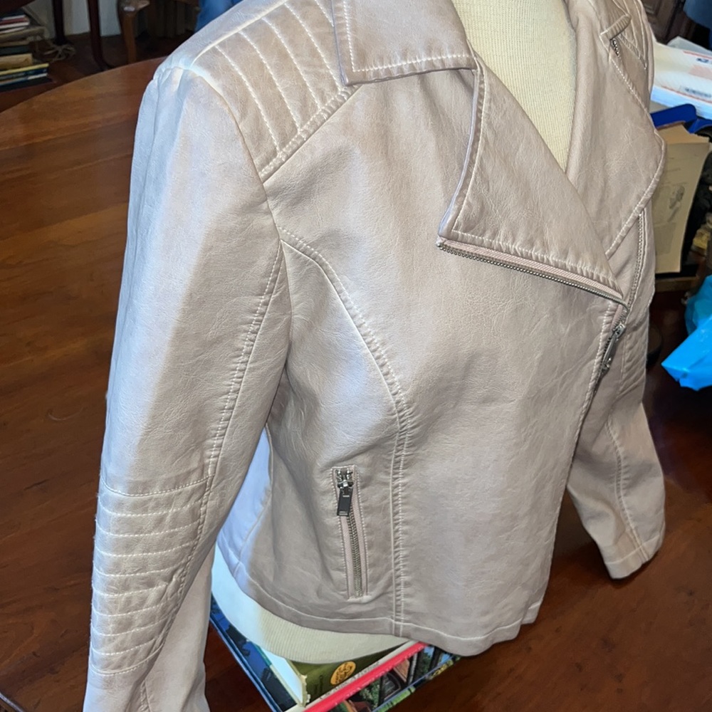 Tribal Jeans Blush Vegan Leather Moto Jacket - Picture 7 of 16